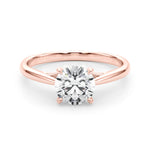 LUMEO Round Solitaire Diamond Engagement Ring Set in 18k Solid Rose Gold 