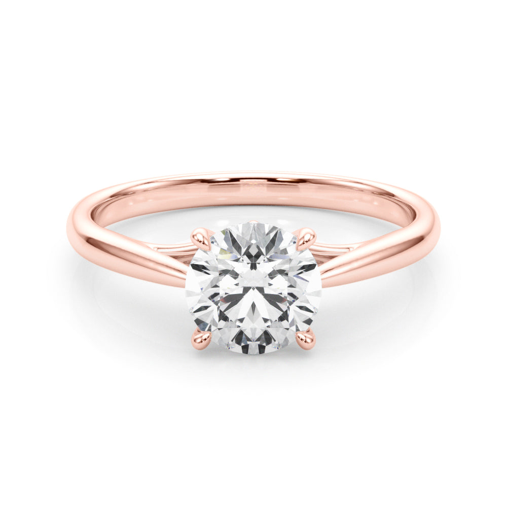 LUMEO Round Solitaire Diamond Engagement Ring Set in 18k Solid Rose Gold 