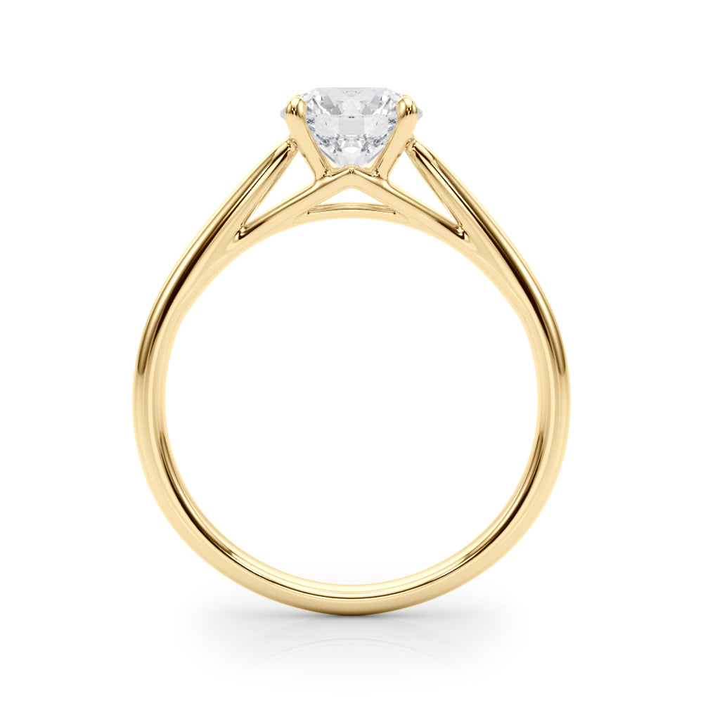 LUMEO Round Solitaire Diamond Engagement Ring Side View in 18k Solid Yellow Gold 