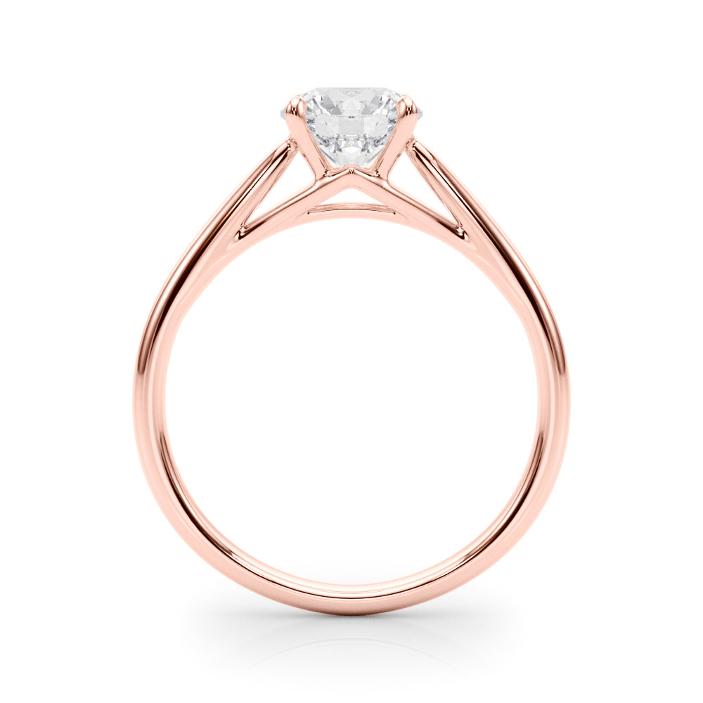 LUMEO Round Solitaire Diamond Engagement Ring Side View in 18k Solid Rose Gold 