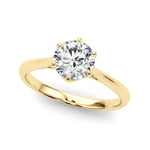 LUMEO Round Solitaire Diamond Engagement Ring Front View in 18k Solid Yellow Gold 