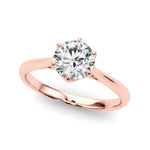 LUMEO Round Solitaire Diamond Engagement Ring Front View in 18k Solid Rose Gold 