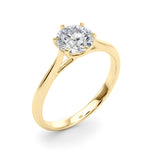 LUMEO Round Solitaire Diamond Engagement Ring Angle View in 18k Solid Yellow Gold 