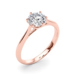 LUMEO Round Solitaire Diamond Engagement Ring Angle View in 18k Solid Rose Gold 