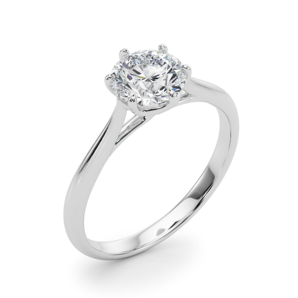 LUMEO Round Solitaire Diamond Engagement Ring Angle View in Platinum 