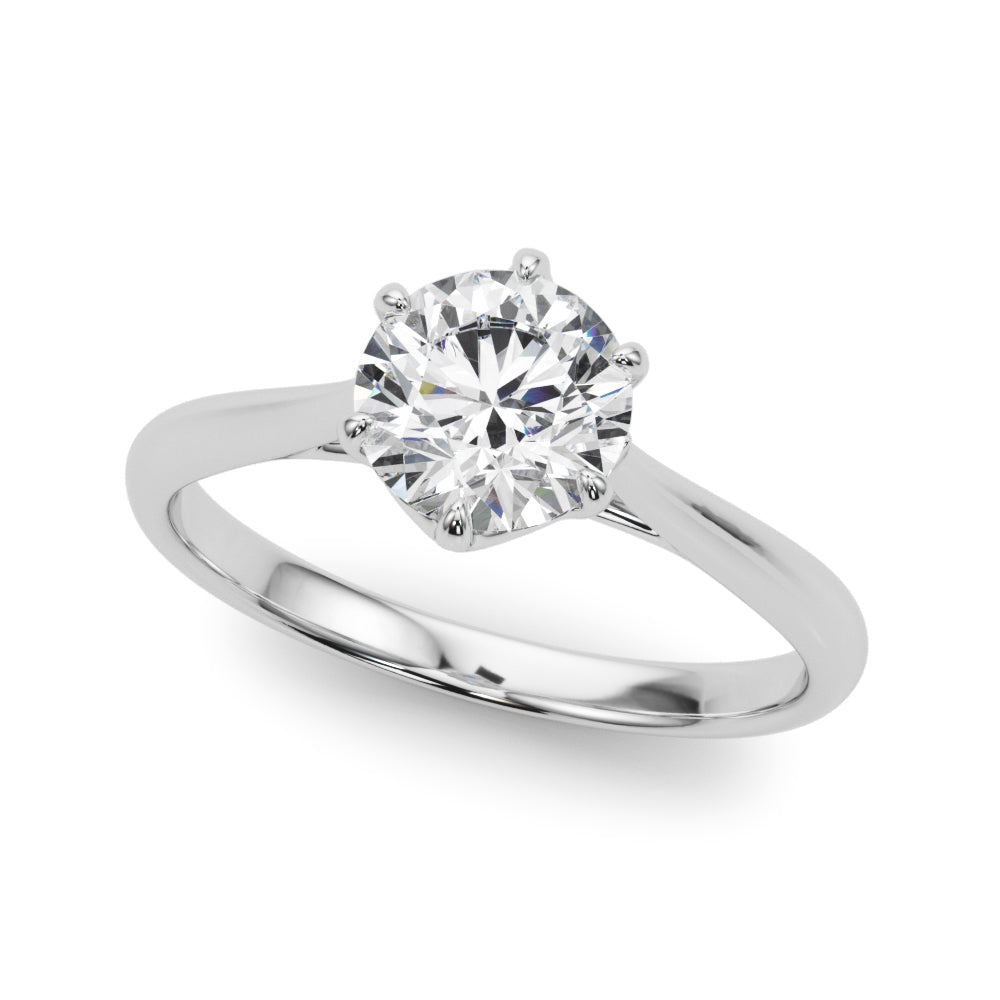 LUMEO Round Solitaire Diamond Engagement Ring Front View in Platinum 