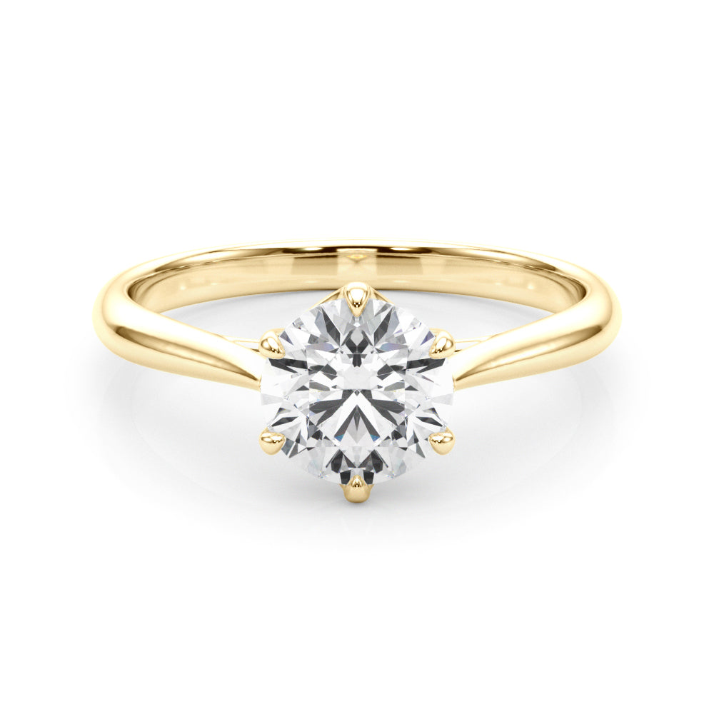 LUMEO Round Solitaire Diamond Engagement Ring Set in 18k Solid Yellow Gold 