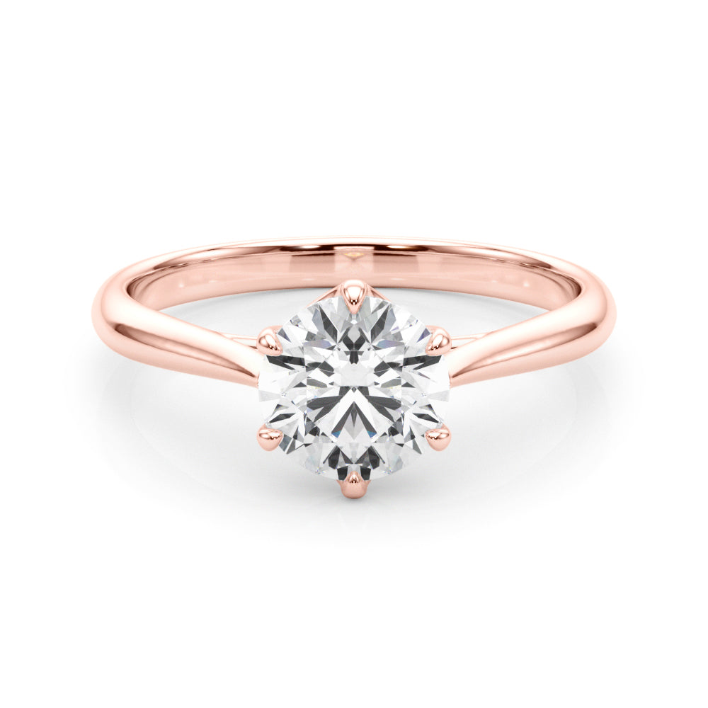 LUMEO Round Solitaire Diamond Engagement Ring Set in 18k Solid Rose Gold 