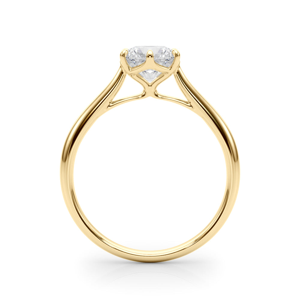 LUMEO Round Solitaire Diamond Engagement Ring Side View in 18k Solid Yellow Gold 