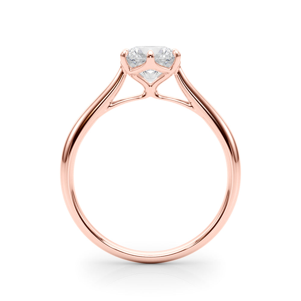 LUMEO Round Solitaire Diamond Engagement Ring Side View in 18k Solid Rose Gold 