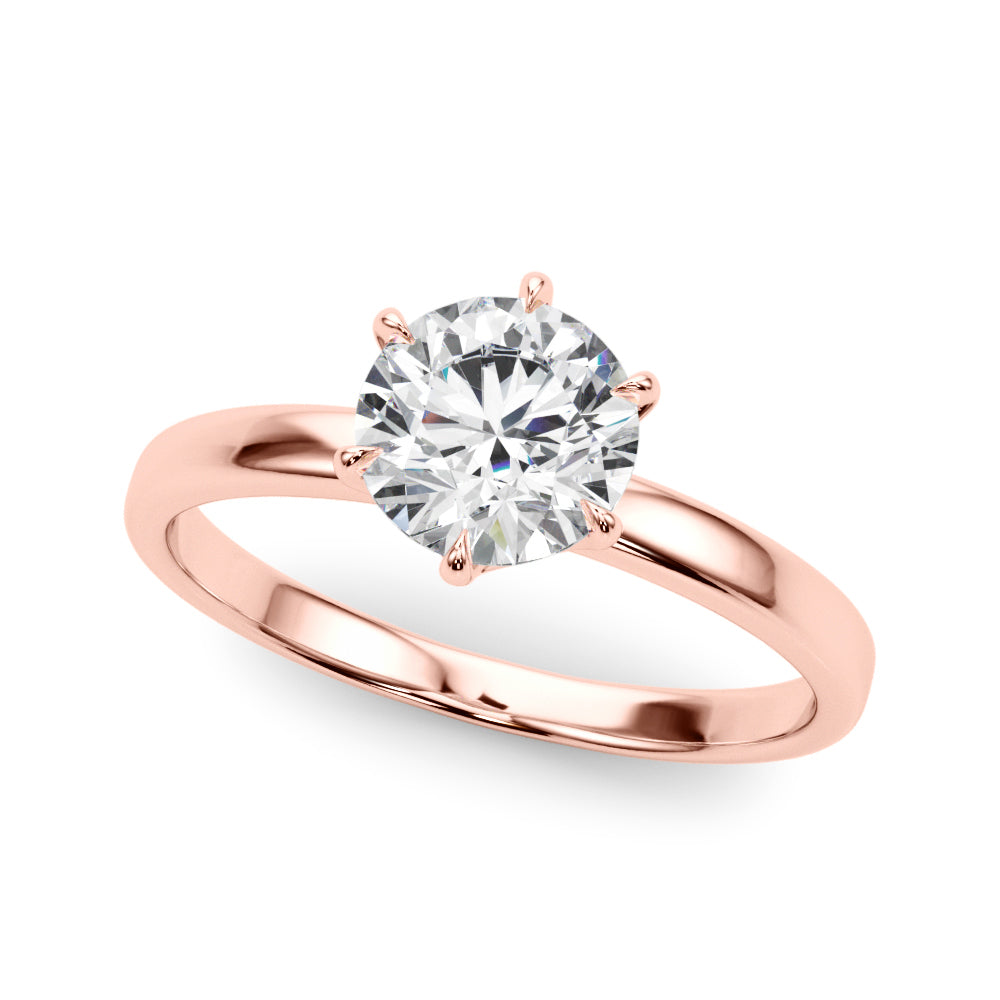 LUMEO Round Solitaire Diamond Engagement Ring Front View in 18k Solid Rose Gold 