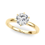 LUMEO Round Solitaire Diamond Engagement Ring Front View in 18k Solid Yellow Gold 