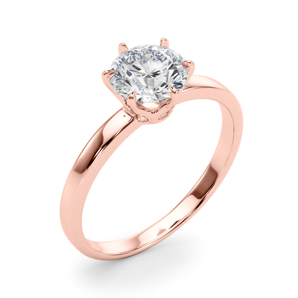LUMEO Round Solitaire Diamond Engagement Ring Angle View in 18k Solid Rose Gold 