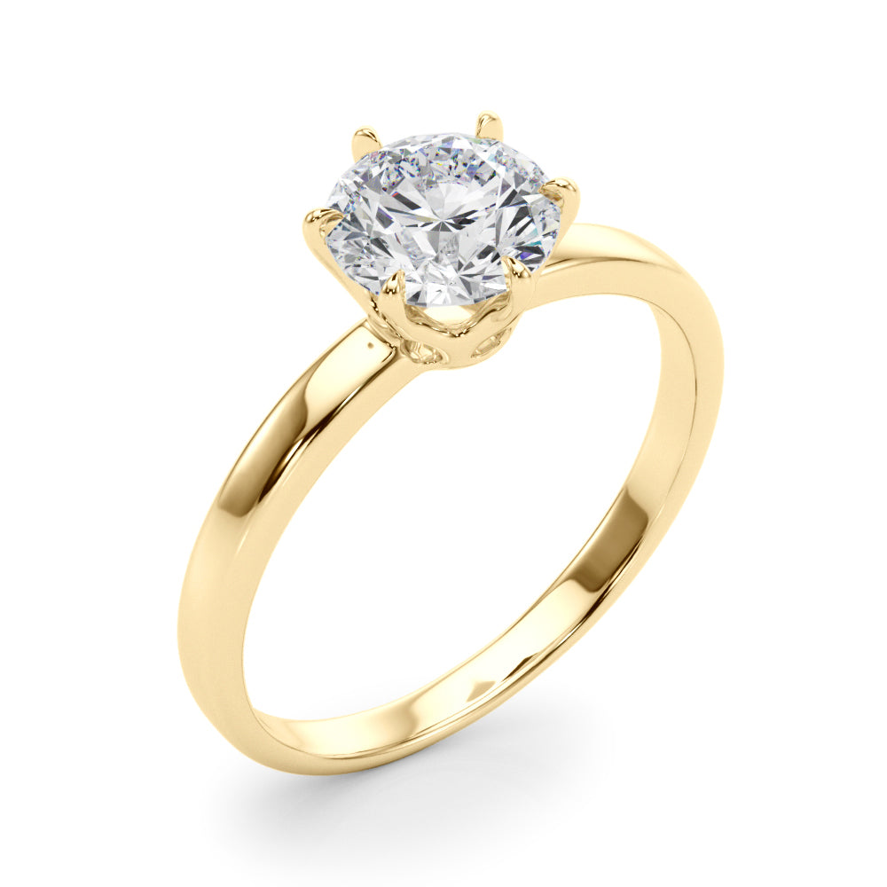 LUMEO Round Solitaire Diamond Engagement Ring Angle View in 18k Solid Yellow Gold 