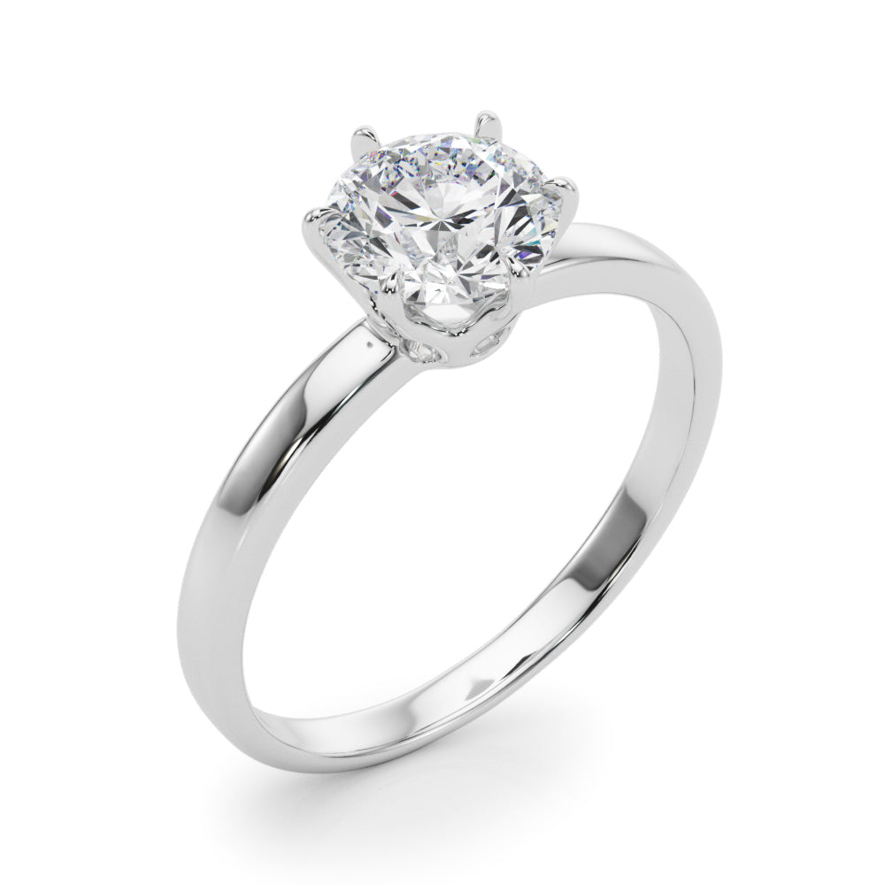 LUMEO Round Solitaire Diamond Engagement Ring Angle View in Platinum 