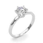 LUMEO Round Solitaire Diamond Engagement Ring Angle View in Platinum 