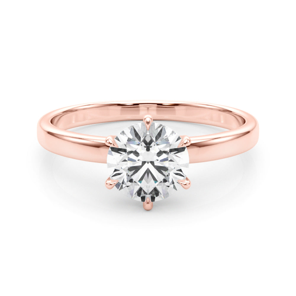 LUMEO Round Solitaire Diamond Engagement Ring Set in 18k Solid Rose Gold 
