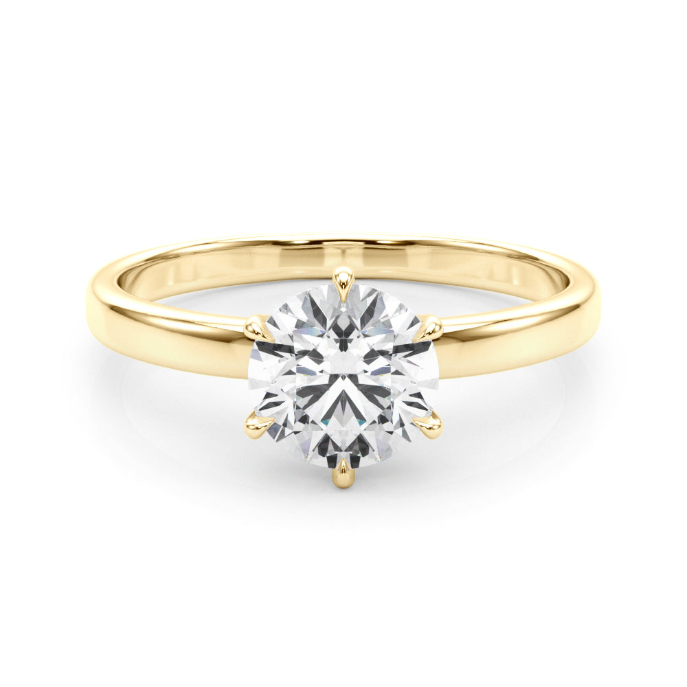 LUMEO Round Solitaire Diamond Engagement Ring Set in 18k Solid Yellow Gold 