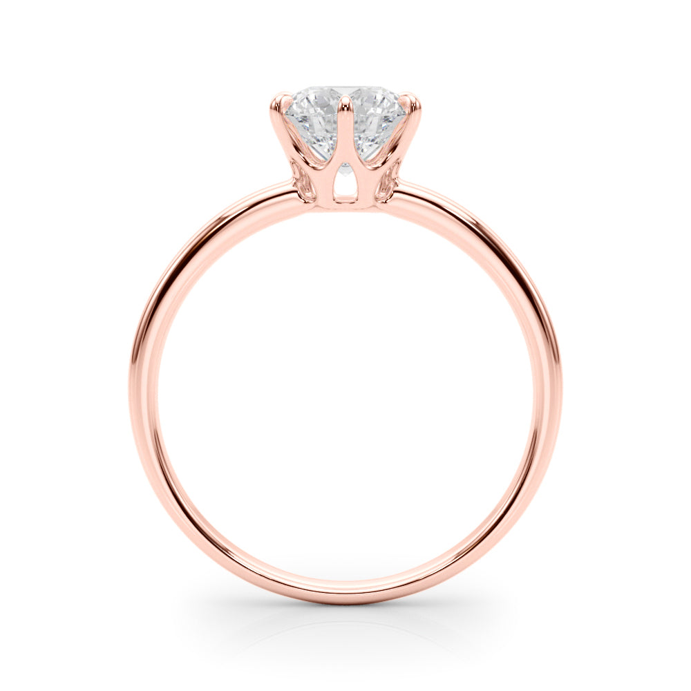 LUMEO Round Solitaire Diamond Engagement Ring Side View in 18k Solid Rose Gold 