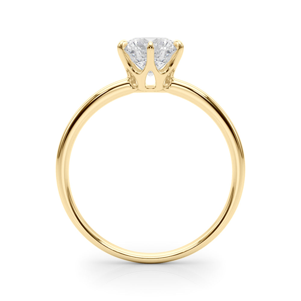 LUMEO Round Solitaire Diamond Engagement Ring Side View in 18k Solid Yellow Gold 