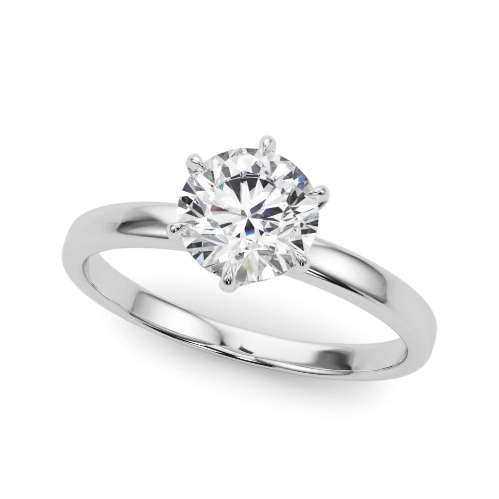 LUMEO Round Solitaire Diamond Engagement Ring Front View in Platinum 