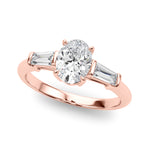 LUMEO Oval Three Stone Diamond Engagement Ring Front View in 18k Solid Rose Gold 