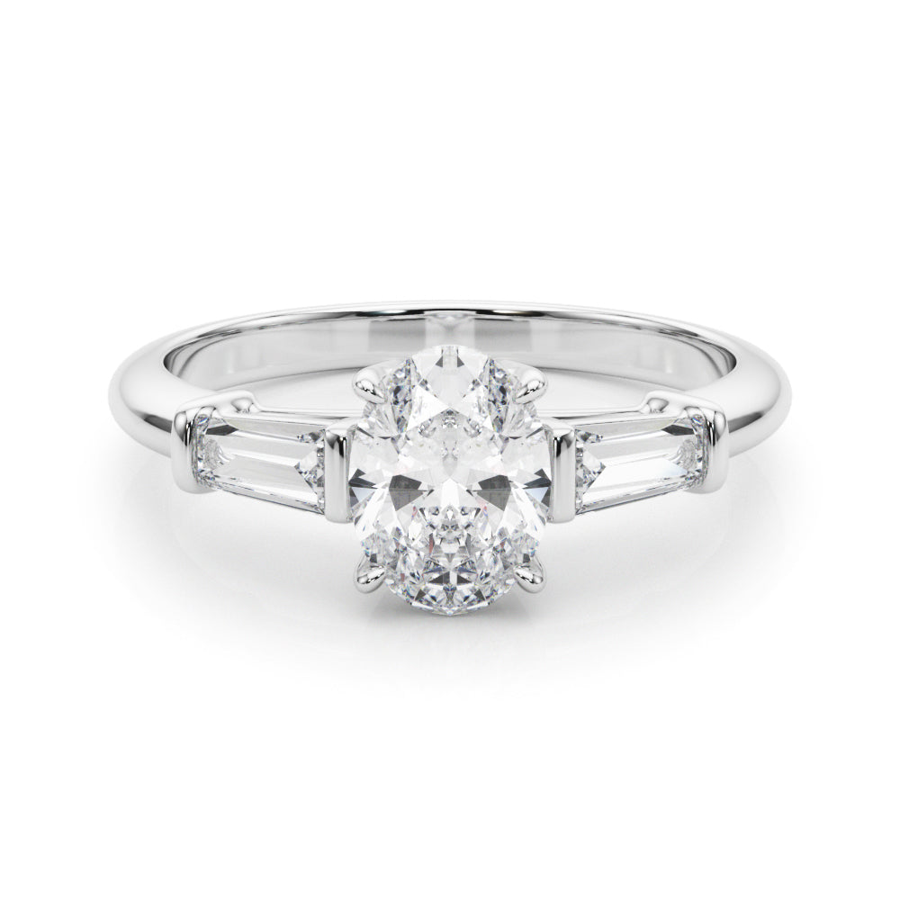 LUMEO Oval Three Stone Diamond Engagement Ring Set in Platinum 