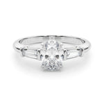 LUMEO Oval Three Stone Diamond Engagement Ring Set in Platinum 