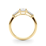 LUMEO Oval Three Stone Diamond Engagement Ring Side View in 18k Solid Yellow Gold 
