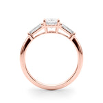 Oval Three Stone Diamond Engagement Ring Side View in 18k Solid Rose Gold 