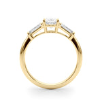 Oval Three Stone Diamond Engagement Ring Side View in 18k Solid Yellow Gold 