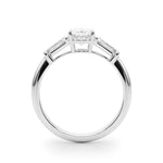 LUMEO Oval Three Stone Diamond Engagement Ring Side View in Platinum 