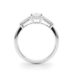 Oval Three Stone Diamond Engagement Ring Side View in Platinum or 18k Solid White Gold 
