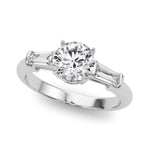 LUMEO Round Three Stone Diamond Engagement Ring Front View in Platinum 