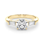 LUMEO Round Three Stone Diamond Engagement Ring Set in 18k Solid Yellow Gold 