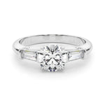 LUMEO Round Three Stone Diamond Engagement Ring Set in Platinum 