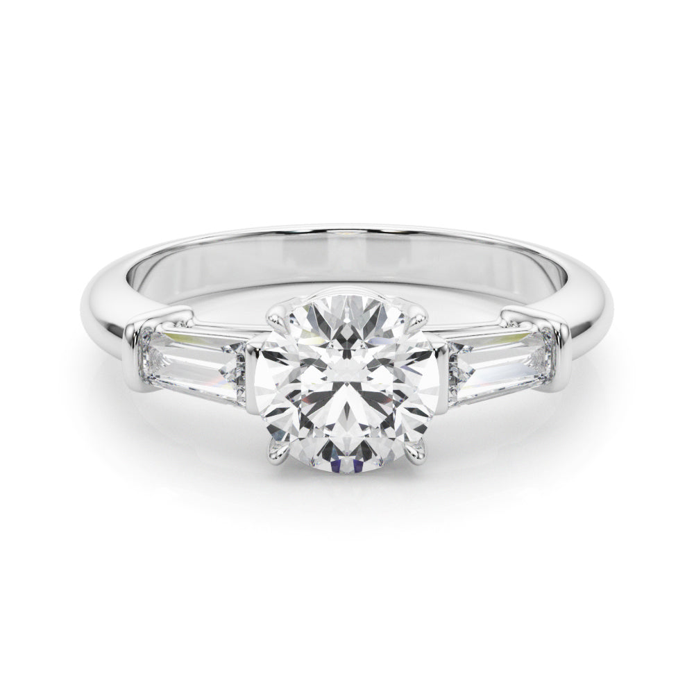 LUMEO Round Three Stone Diamond Engagement Ring Set in Platinum 