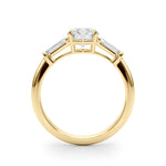 LUMEO Round Three Stone Diamond Engagement Ring Side View in 18k Solid Yellow Gold 