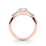 LUMEO Round Three Stone Diamond Engagement Ring Side View in 18k Solid Rose Gold 