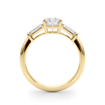 Round Three Stone Diamond Engagement Ring Side View in 18k Solid Yellow Gold 