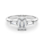 LUMEO Emerald Three Stone Diamond Engagement Ring Set in Platinum 