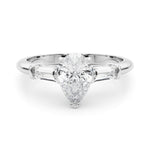 LUMEO Pear Three Stone Diamond Engagement Ring Set in Platinum 