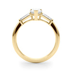 LUMEO Pear Three Stone Diamond Engagement Ring Side View in 18k Solid Yellow Gold 