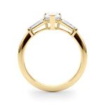 Pear Three Stone Diamond Engagement Ring Side View in 18k Solid Yellow Gold 