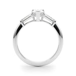 LUMEO Pear Three Stone Diamond Engagement Ring Side View in Platinum 