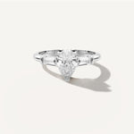 Pear Three Stone Diamond Engagement Ring Front View in Platinum or 18k Solid White Gold 