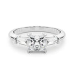 LUMEO Princess Three Stone Diamond Engagement Ring Set in Platinum 