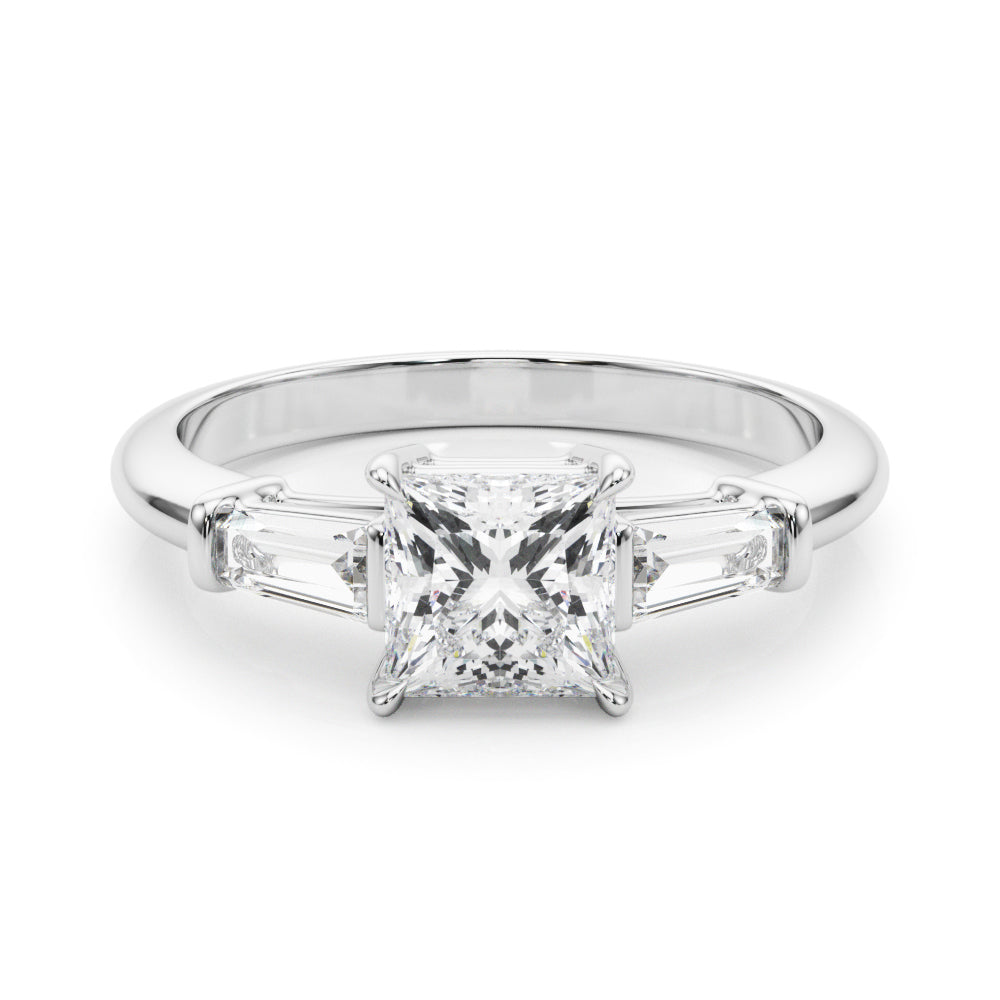 LUMEO Princess Three Stone Diamond Engagement Ring Set in Platinum 
