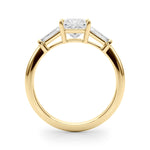 Princess Three Stone Diamond Engagement Ring Side View in 18k Solid Yellow Gold 