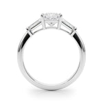 LUMEO Princess Three Stone Diamond Engagement Ring Side View in Platinum 
